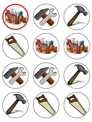 Carpentry carpenter tools cupcake Toppers Wafer or Icing Decoration x ...