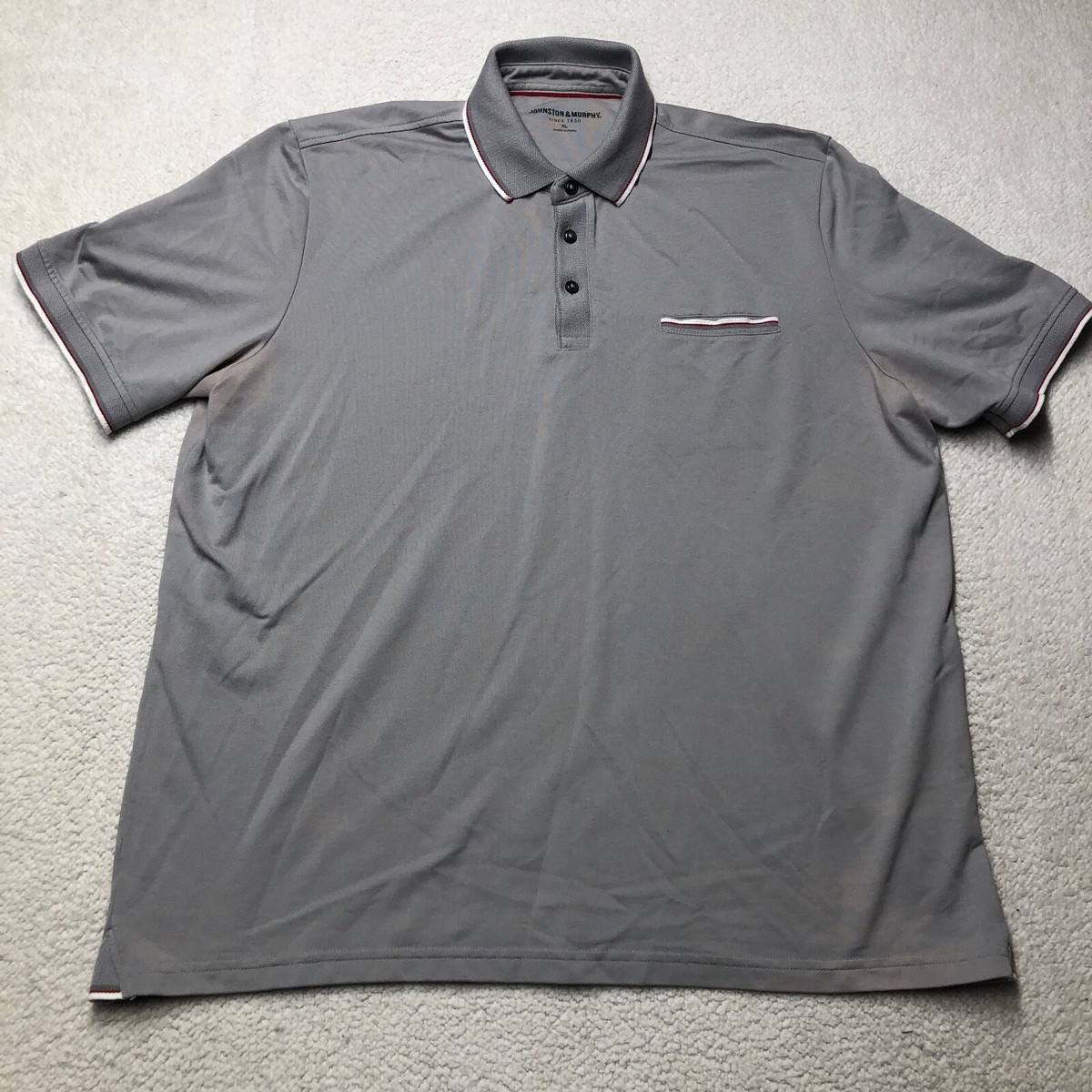 Johnston Murphy Polo Shirt Mens XL Gray Short Sleeve Casual Pima