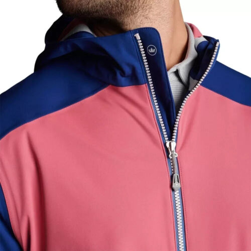 Peter Millar Men’s Cape Red Navy Hyperlight Link 3L Full Zip Hooded Jacket NEW - Picture 3 of 6
