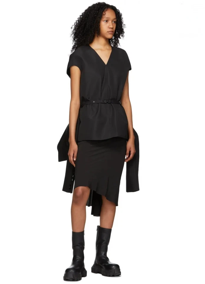 Camiseta sin mangas RICK OWENS para mujer negra Crepe Island EE. UU. 8 original $600 Foto 4 de 4