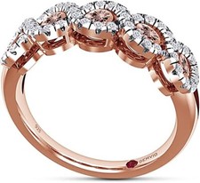 4/5ct Round Cut Natural Morganite  Diamond 5 Stone Wedding Band Ring Sterling