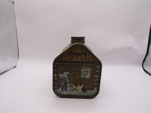Vintage New England Container Co./Vermont Pure Maple Syrup Log Cabin Tin w/Top - Picture 2 of 8