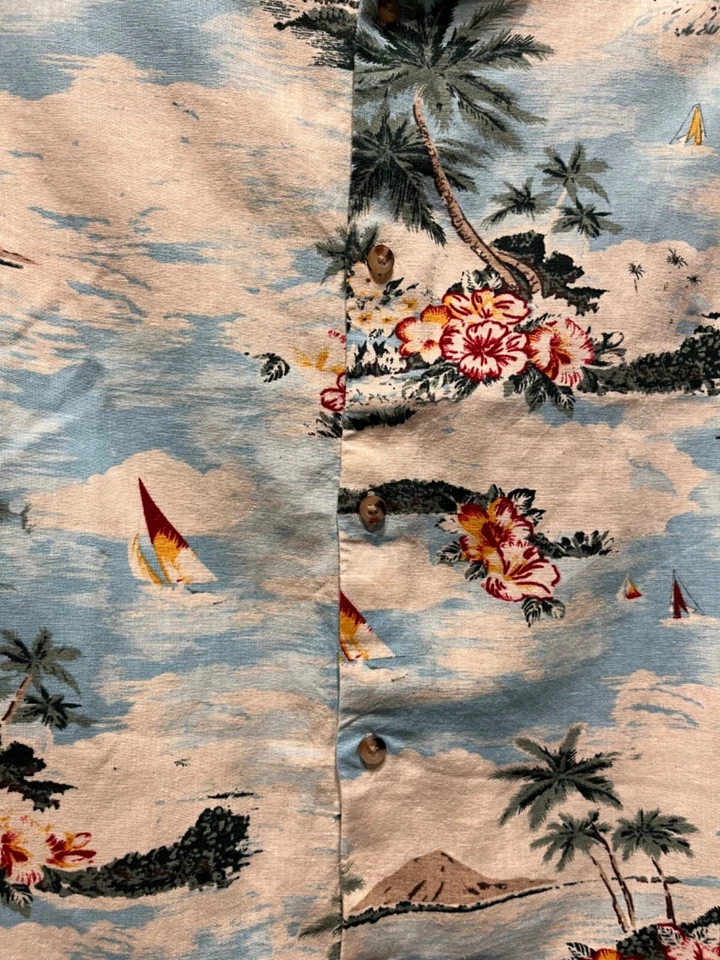 MARKS & SPENCER M&S Boy's Linen blend Hawaiian Button Down Shirt size 13-14 yrs - Image 2 of 4