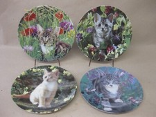 4 Kitten Kapers Porcelain Plates ~ Crestley Collection Kitten Display Plates