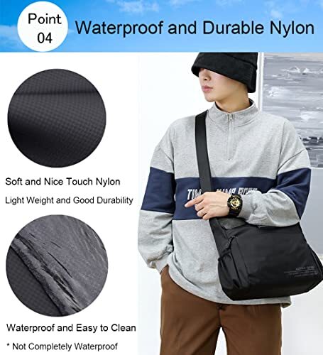 Herren Schultertasche Nylon Messenger Bag Umhängetasche Wasserdicht Leicht... - Bild 5 von 6