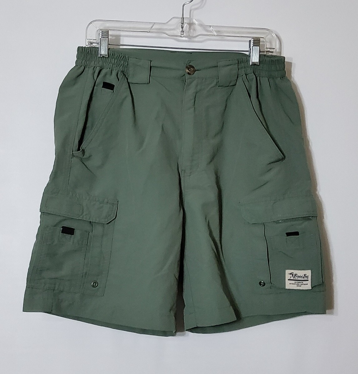BIMINI BAY OUTFITTERS NYLON OLIVE GREEN CARGO SHORTS MENS SIZE 32