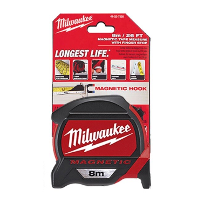 Milwaukee 48-22-7308 M2 8M Dual Magnetic Measure Tape With Finger 
