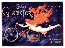 Cycles Gladiator 1905 Paris French Bicycle Advertising Vintage Poster Print