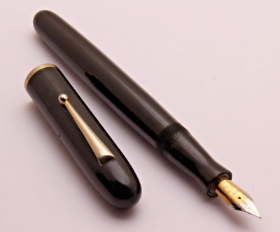 Full Black Ebonite Body 3 in 1 Ink Filling Fountain Pen Vintage New Old Stock