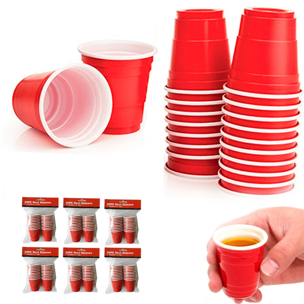 Red Plastic Shot Glasses 2oz