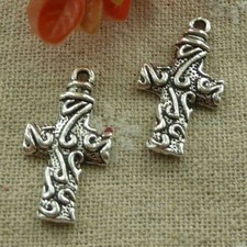 Free Ship 76 pcs tibetan silver cross charms 28X15mm L-2682