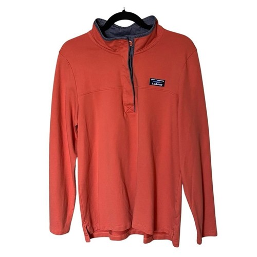 L.L. Rugby-Shirt Bohne orange mit Chambray-Besatz weiche Baumwolle Größe Large