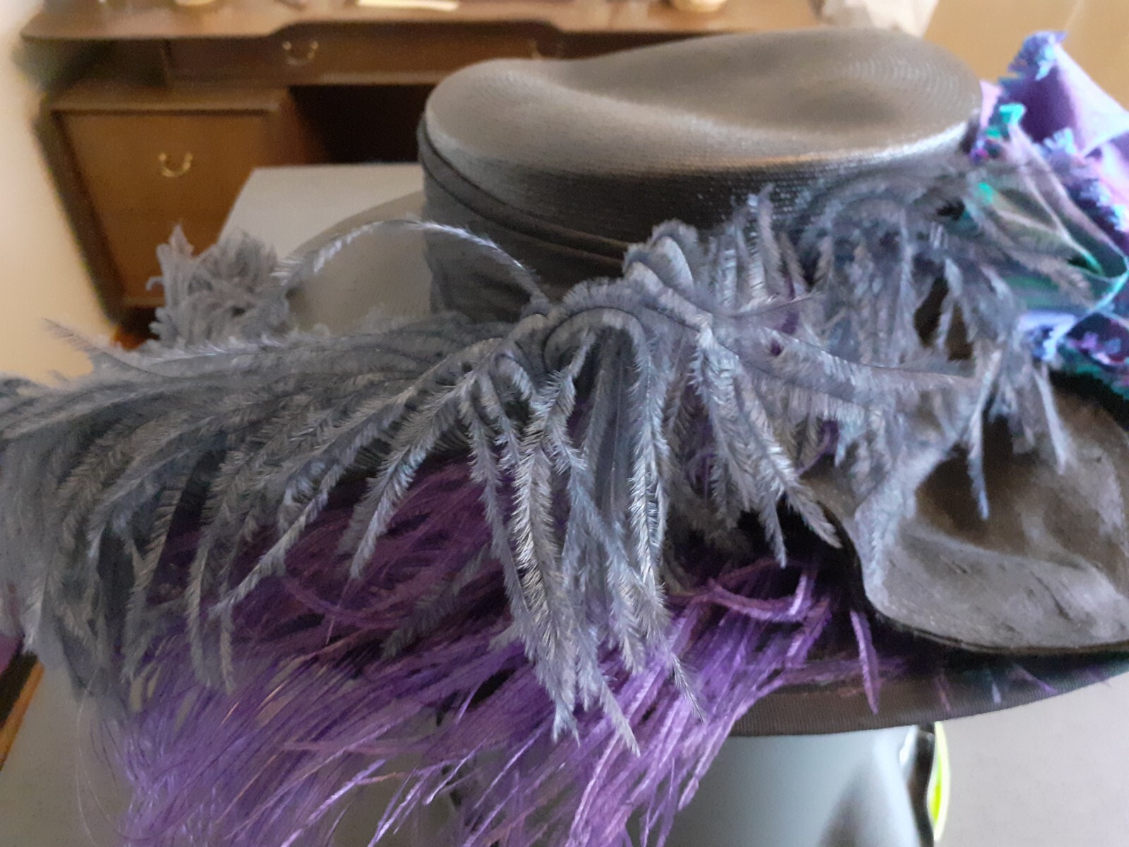 The Hat Shop Covent Garden large brimmed hat with long feather trim eBay