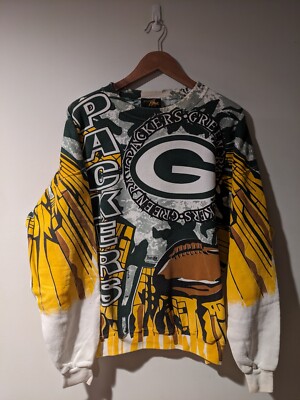 Vintage 90s Green Bay Packers All Over Print NFL Magic Johnson Sweatshirt