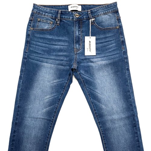 M.Society Men's Size 32X32 Skinny Fit Dark Wash Blue Jeans Solid Stylish Denim - Picture 5 of 10