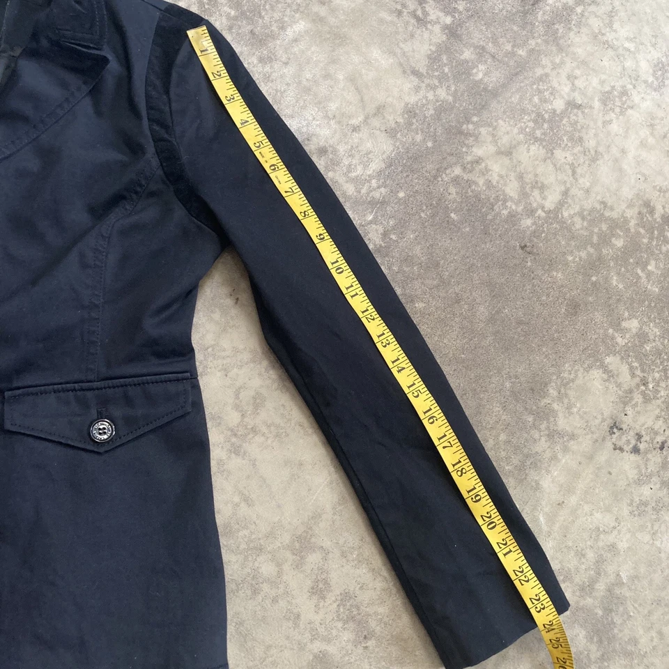 Blazer Calvin Klein Mujer Mediano Negro Un Pecho Chaqueta Bolsillos Algodón Foto 3 de 4
