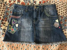 Girls SZ 10/12 Circo Denim Skort~Hearts Flowers~