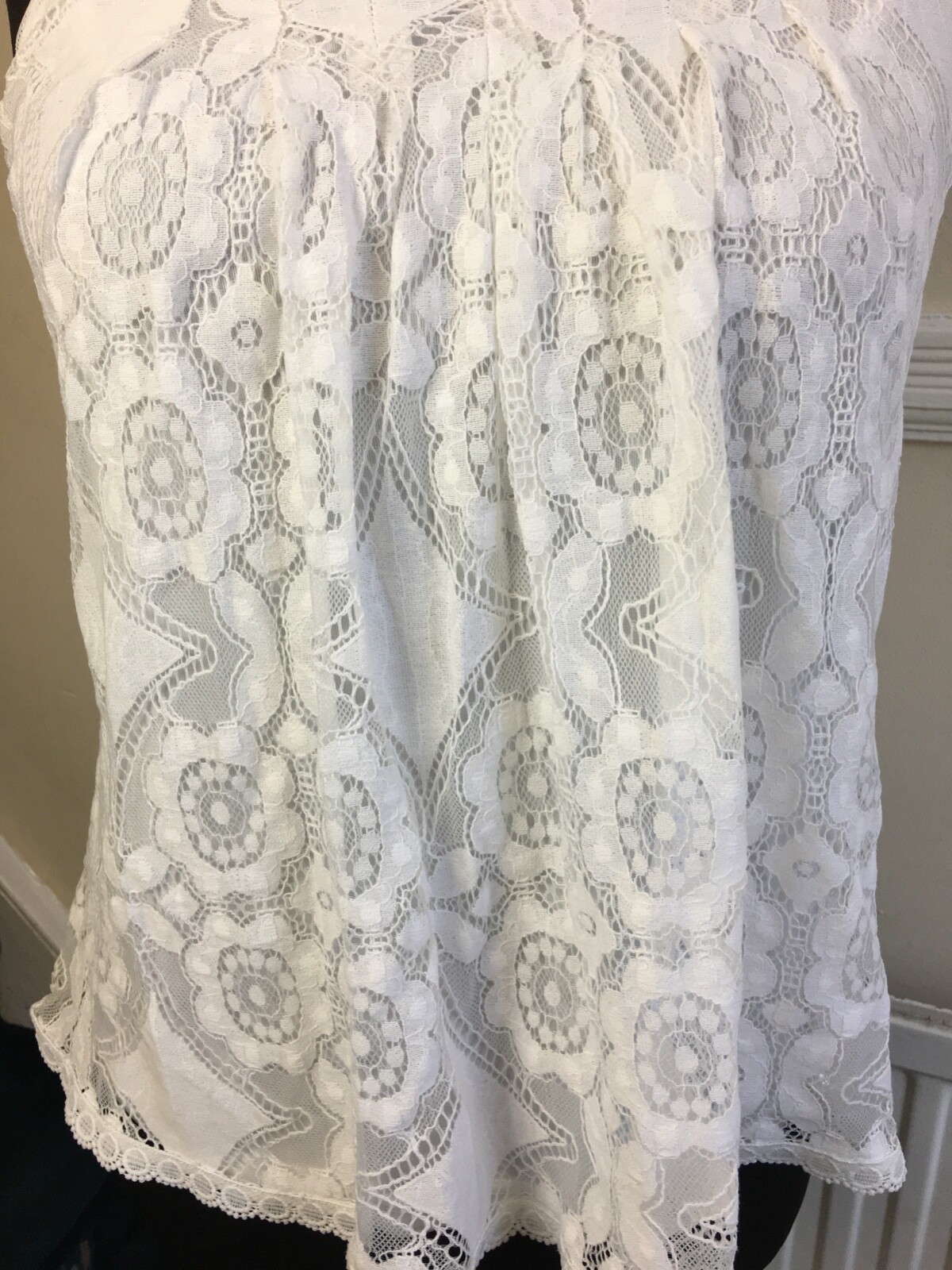 Sheilay White Floral Lace Scoop Neck Sleeveless Blouse Size M 12uk eBay