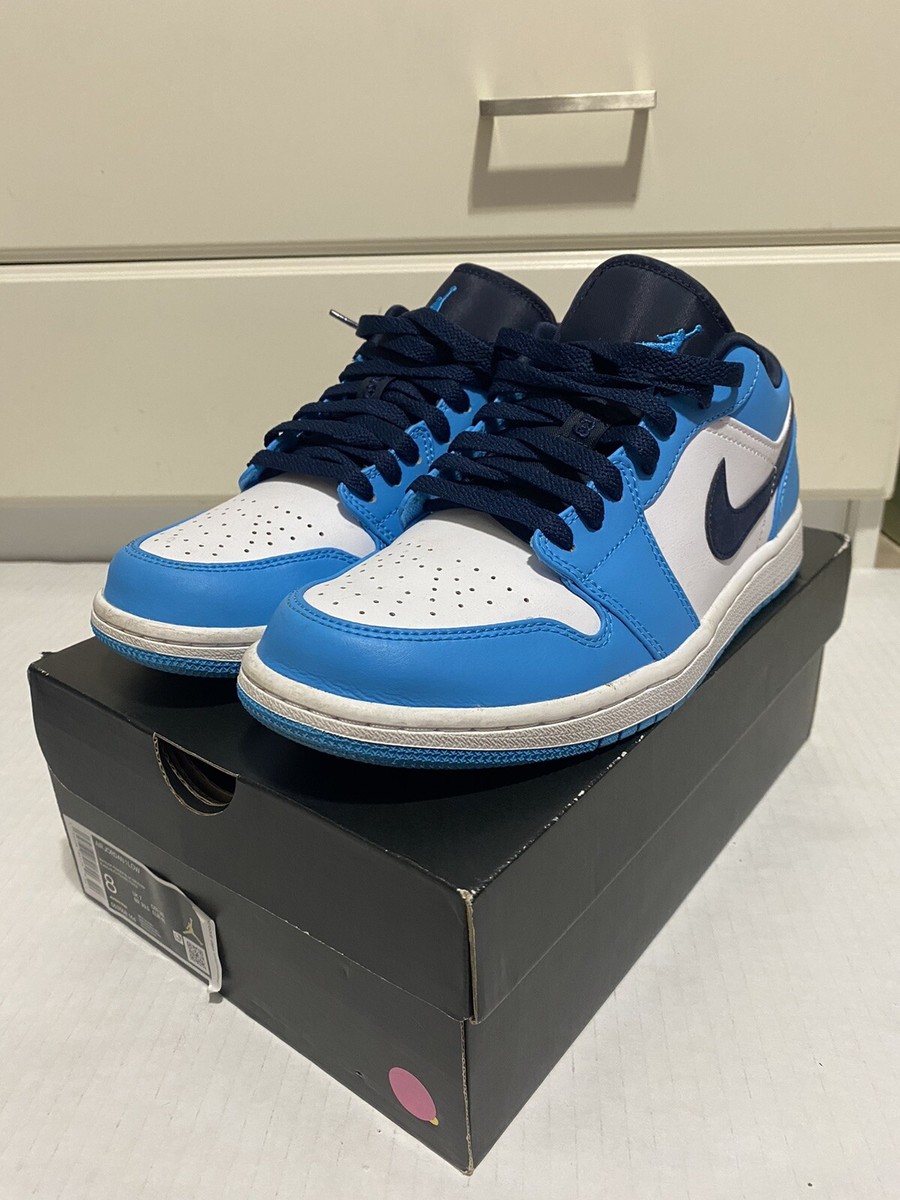 Size 8 - Jordan 1 Low UNC 2021 Black/University Blue/White | eBay