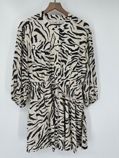 Nine West Dress Women Medium Zebra Print Elastic Waist Long Sleeve Pockets
