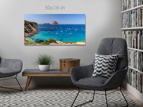 Cala Hort and Mountain Es Vedra Ibiza Balearic Canvas Wall Art Ready To Hang - Picture 3 of 4