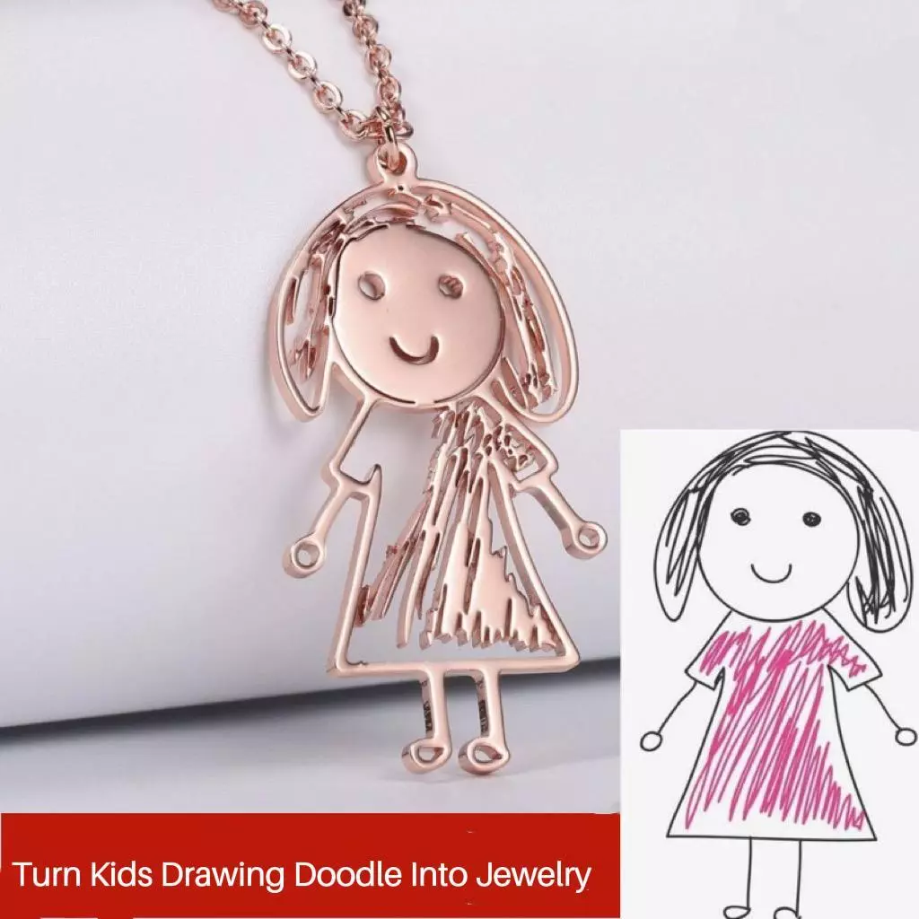 Bridesmaid Gifts Children's Drawing Necklace Kid Artwork Necklace Cust –  UrWeddingGifts