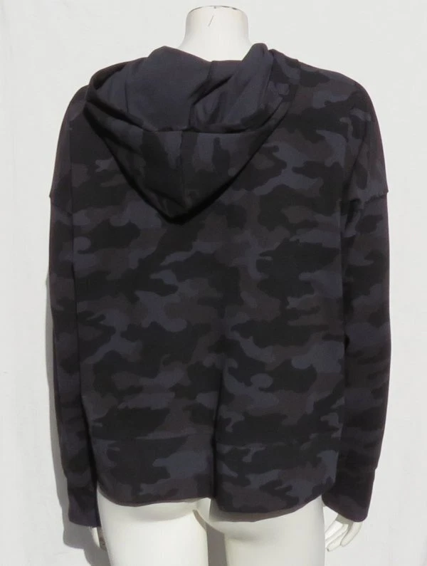 IDEOLOGY Women’s L Black Gray Camo Relaxed Fit Hoodie Pullover Top Long Sleeves - Image 2 of 4