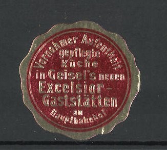 Präge-Reklamemarke Geisel´s Excelsior-Gaststätten 