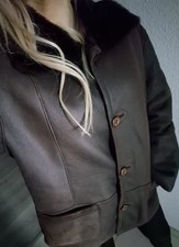 Größe 38 40 42 Vintage Lammfell Echtleder Echtfelljacke Mantel Braun Weich L XL