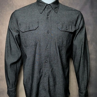 Wrangler Comfort Flex Men's Western Shirt Size S Charcoal Grey Twin Pocket Work