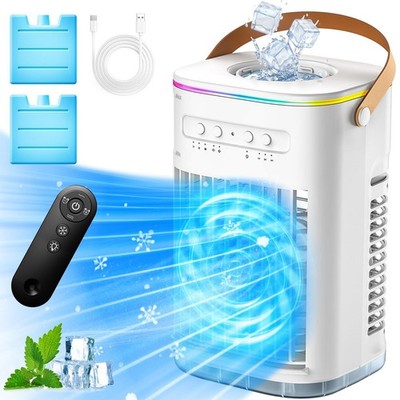 4-IN-1 Personal Air Conditioner w/Remote, 2 Ice Packs, 1200ML Tank, 7H Timer ...