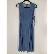 Tommy Hilfiger Sleeveless Denim Midi Dress in Blue Size 10 New