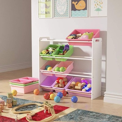 Kinder Spielzeug Aufbewahrung Regal Einheit 16 Boxen abnehmbare Behälter freistehend Spielzeug Organizer UK
