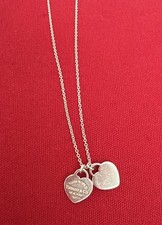 Return to Tiffany  Co Double Mini Heart Silver 16  Necklace