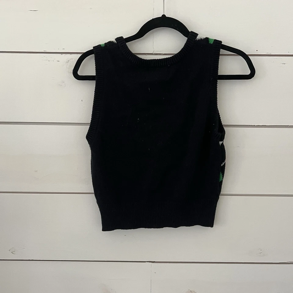 Chaleco Suéter Tejido Trébol Spencers Lucky AF Argyle Día de San Patricio Mujer’s M Foto 4 de 4