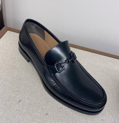【新品】Salvatore Ferragamo ROLO New Salvatore Ferragamo ROLO Black Leather Men Loafers Shoes 7.5