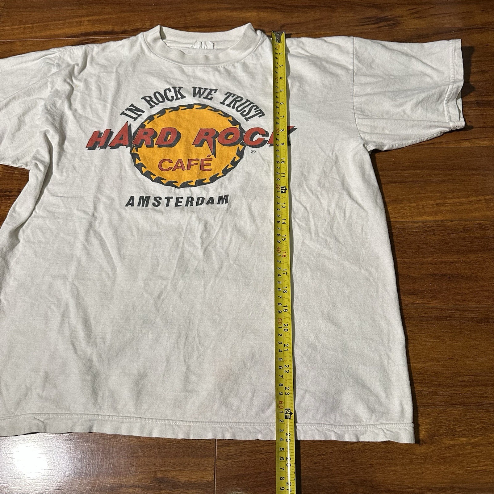 Vintage 90s Hard Rock Cafe Amsterdam T Shirt Size Large Cotton Graphic