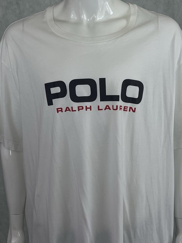 Polo Ralph Lauren T-Shirt Mens 4XB White Graphic Crew Neck Tee Big and Tall - Picture 4 of 14