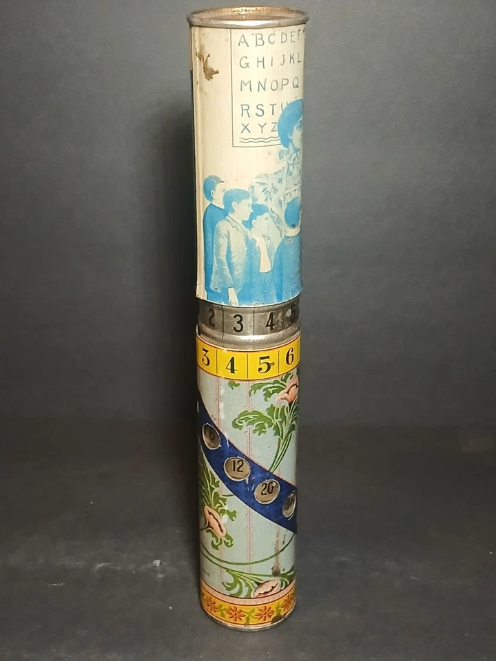 Antigua calculadora de multiplicación de regla con soporte de lápiz escolar de 1898 de colección Foto 4 de 4