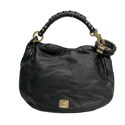 JIMMY CHOO Sky Bag Black Leather Shoulder Bag with Dust Bag Guarantee Card