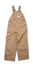 Carhartt Overalls Size Youth 7 Brown Canvas Adjustable Double Knee Bibs Utility