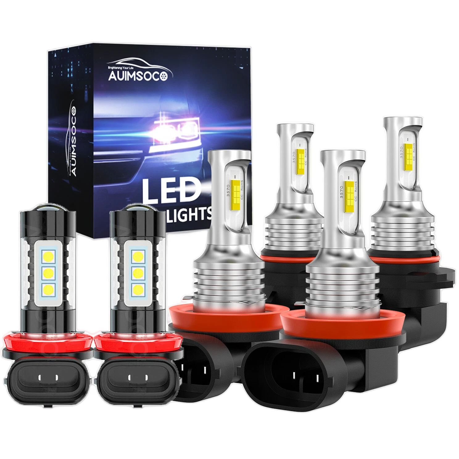 6 luces LED de coche For Toyota Prius 2010 2011 faro + luz antiniebla 6500K