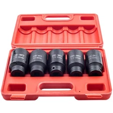 US 5pcs 1/2'' Drive 6 Point Deep Spindle Axle Nut Socket Set 33, 34,35, 36,38mm