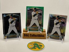 Leo DeVries - A's - 3-Card Lot - Mega Box - Green Refractor #/99, MOJO & Base