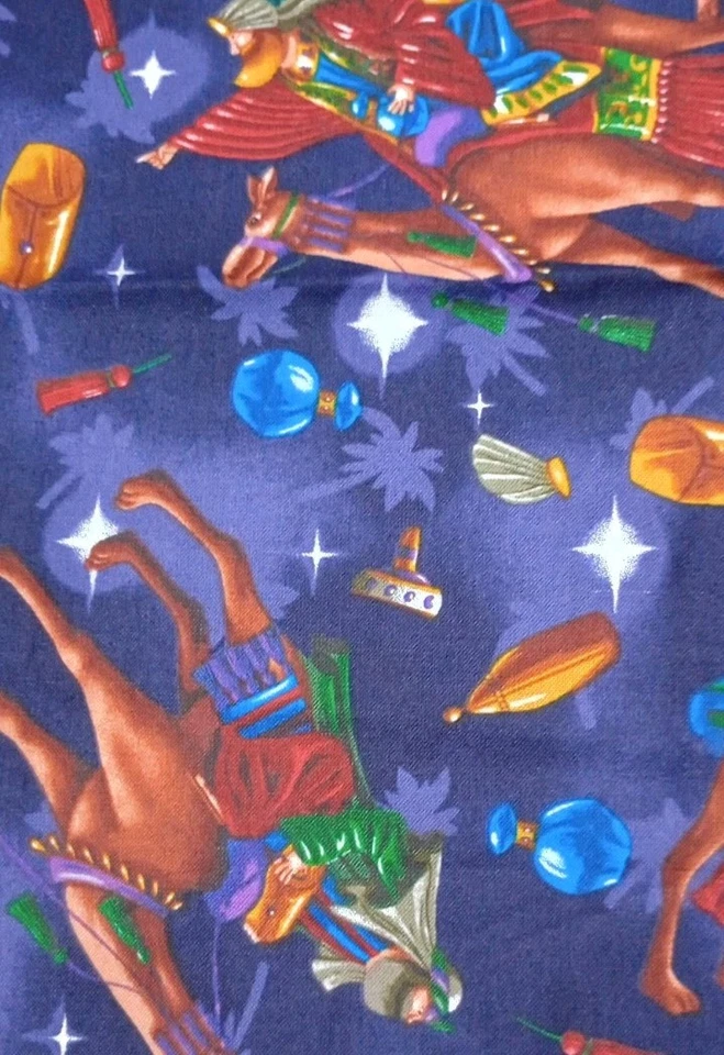 Fabri-Quilt 100% Cotton Fabric Dark Navy Magi on Camel Christmas Fat Quarter - Image 3 of 4
