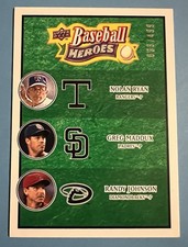 Greg Maddux Nolan Ryan & Randy Johnson 2008 Heroes #193 Emerald parallel 33/499