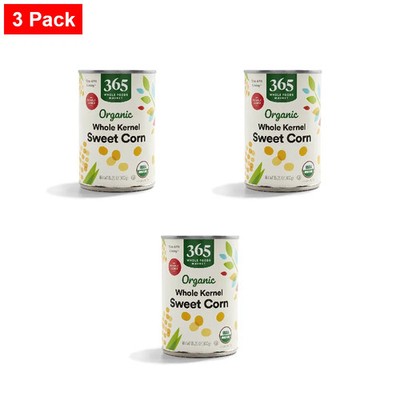 365 By WFM, Organic No Salt Added Whole Kernel Corn, 15.25 Ounce - 3 Pack