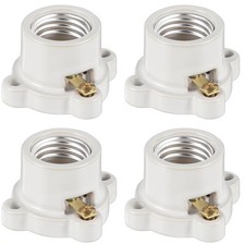 4 Pcs Porcelain Lamp Holder Socket E26/E27 Medium Keyless Threaded white