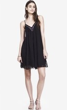 EXPRESS Beaded V-Neck Trapeze Dress Women’s Size Small NEW