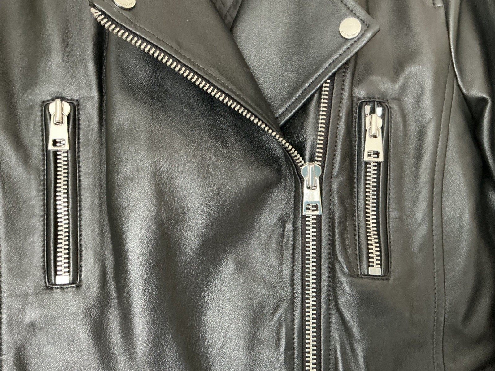 M&S Women's Autograph Genuine Leather Biker Jacket Size 14 RRP £275 image 3